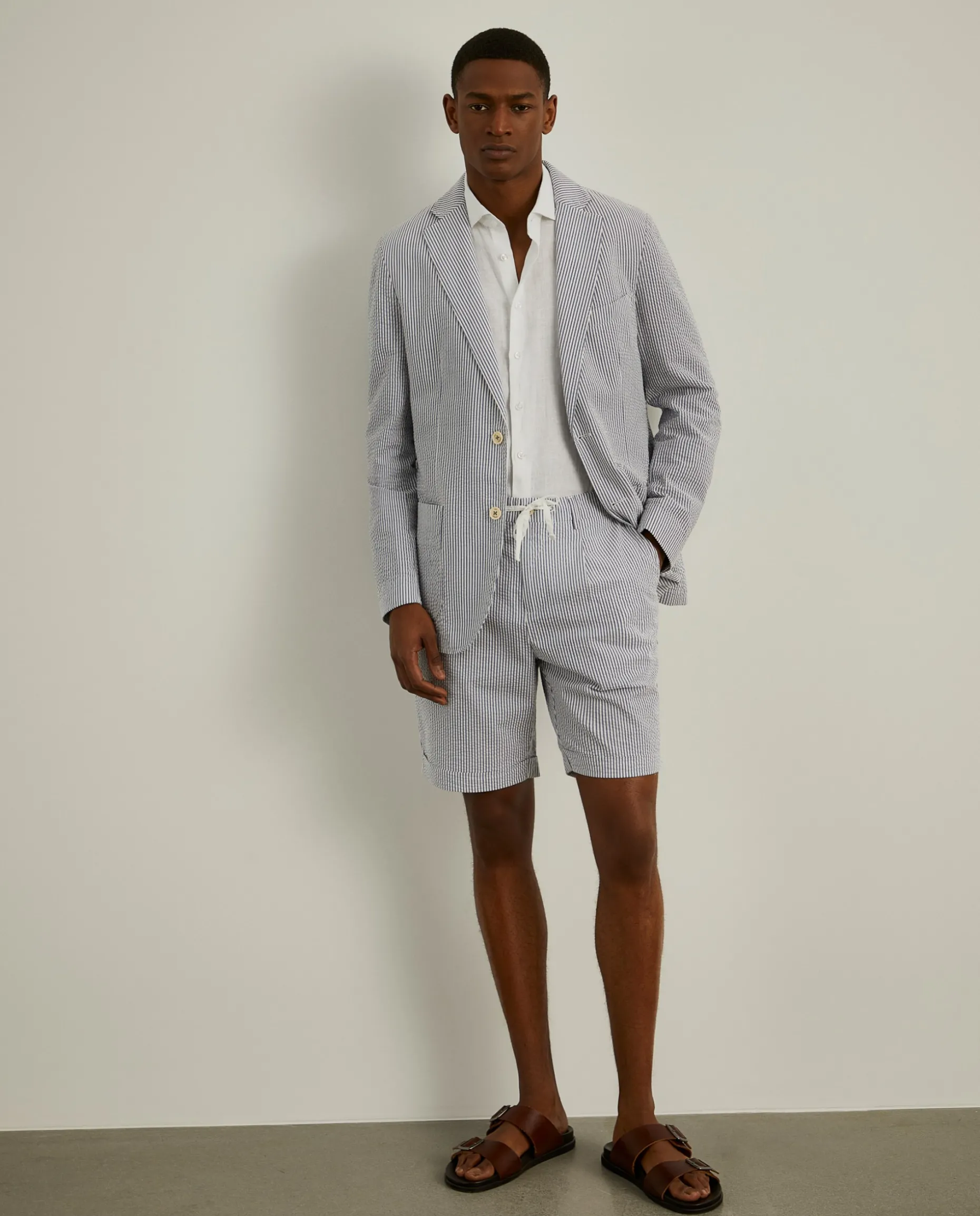 Blazer de riscas slim fit