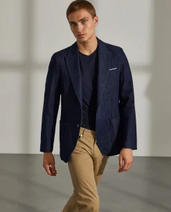 Blazer para homem slim fit denim com bolsos