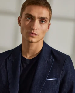 Blazer para homem slim fit denim com bolsos