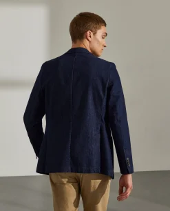 Blazer para homem slim fit denim com bolsos