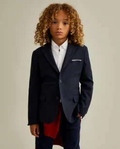 Blazer piqué com detalhes em vermelho