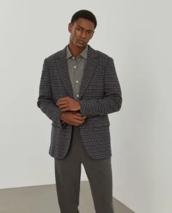 Blazer slim fit em algodão e lã