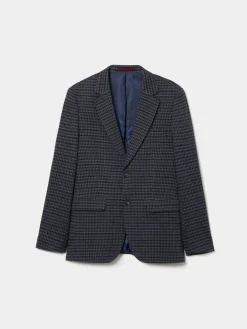 Blazer slim fit em algodão e lã