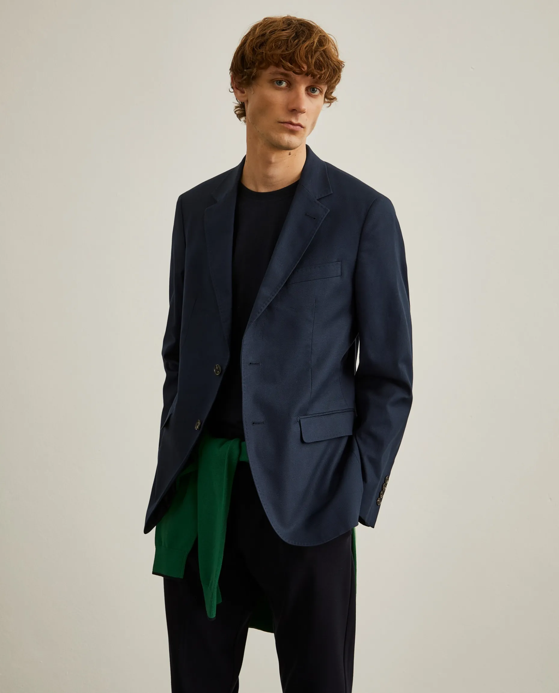 Blazer slim fit em algodão e lã