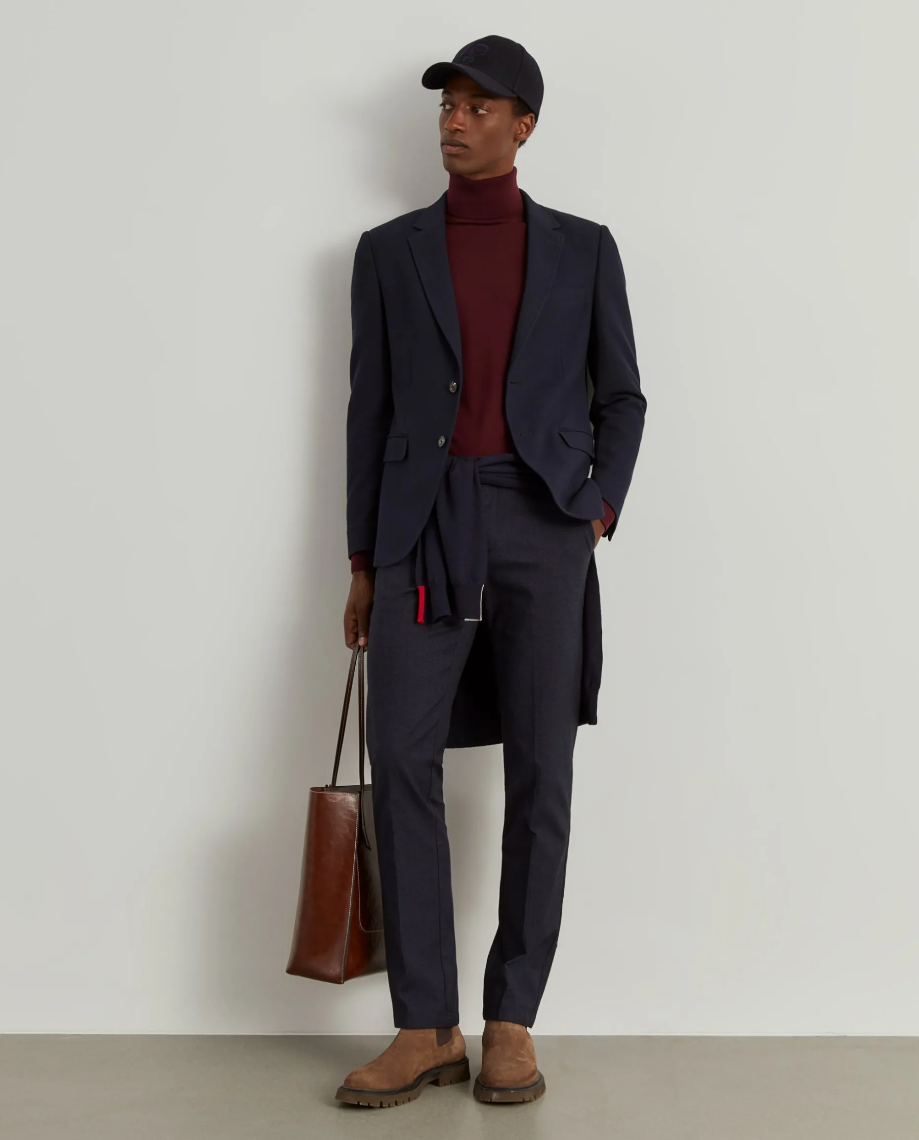 Blazer slim fit em algodão e lã