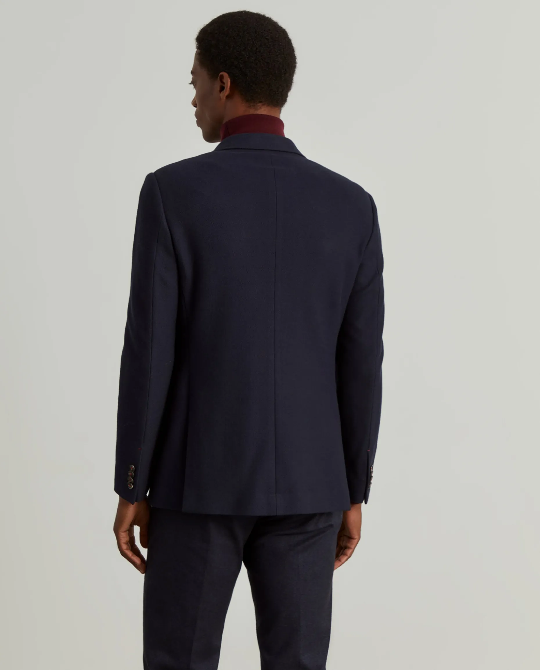 Blazer slim fit em algodão e lã