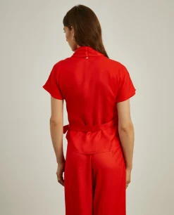 Blusa com trespasse e franzido