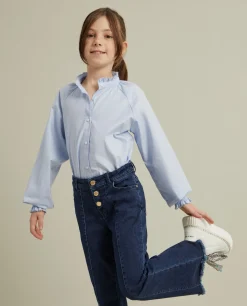 Blusa de algodão com folhos