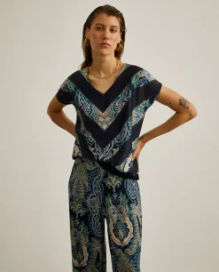 Blusa de manga curta com estampado