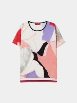 Blusa manga curta com padrão abstrato