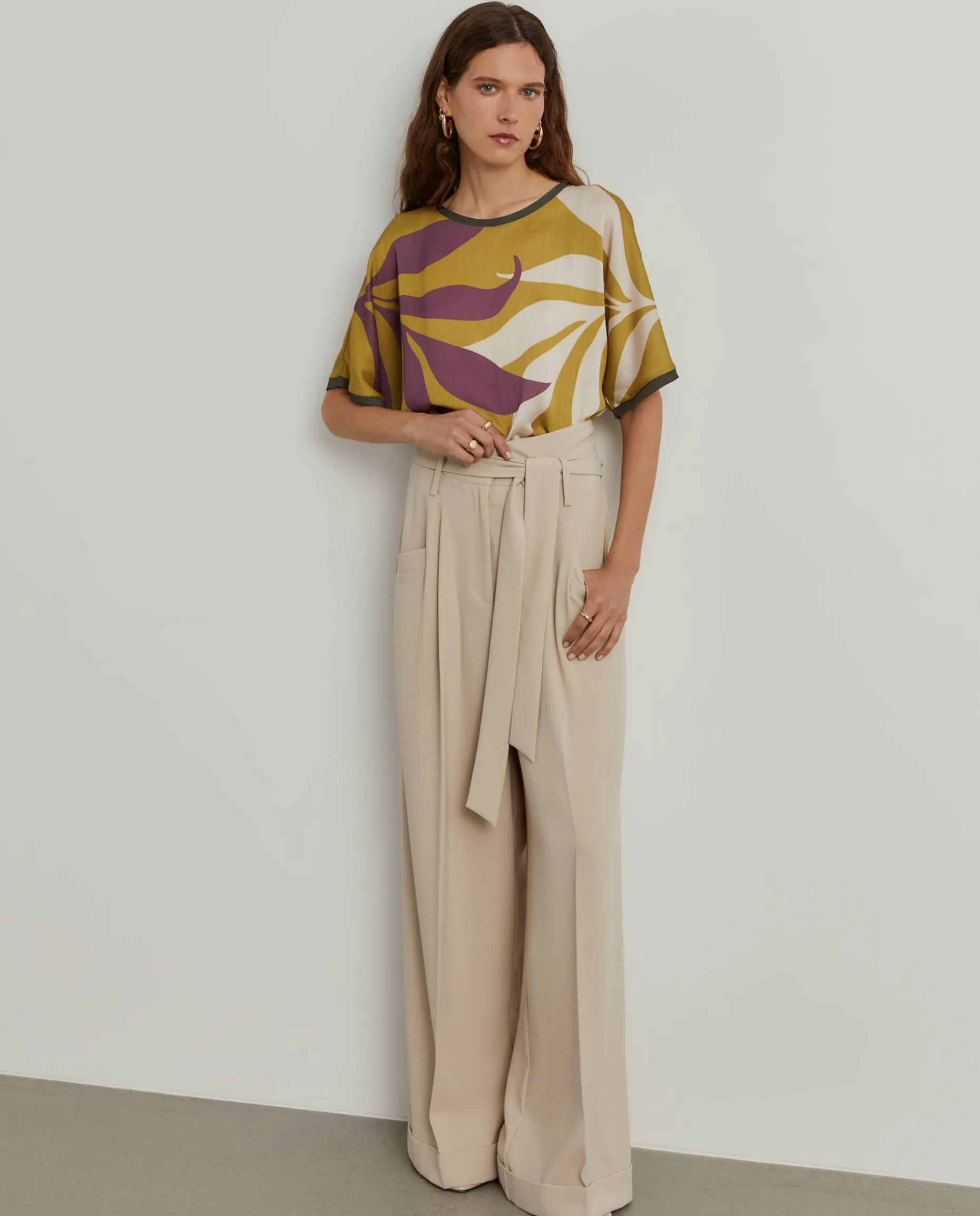 Blusa manga curta estampada