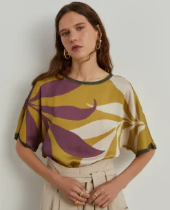 Blusa manga curta estampada