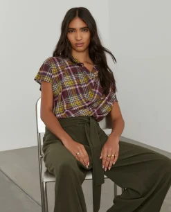 Blusa manga curta tartan