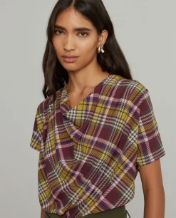 Blusa manga curta tartan