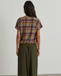 Blusa manga curta tartan