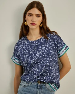 Blusa polka dots de manga curta