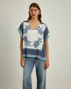 Blusa poncho com estampado
