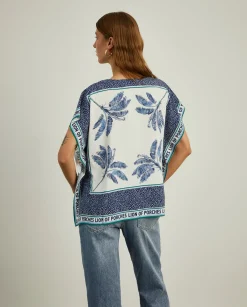 Blusa poncho com estampado