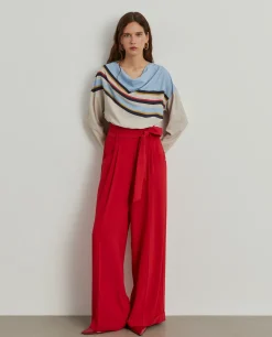 Blusa às riscas com drapeado