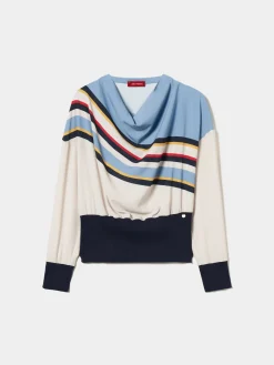 Blusa às riscas com drapeado