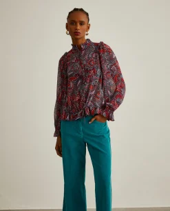 Blusa semitransparente com padrão cornucópias