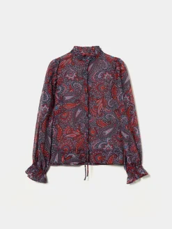 Blusa semitransparente com padrão cornucópias