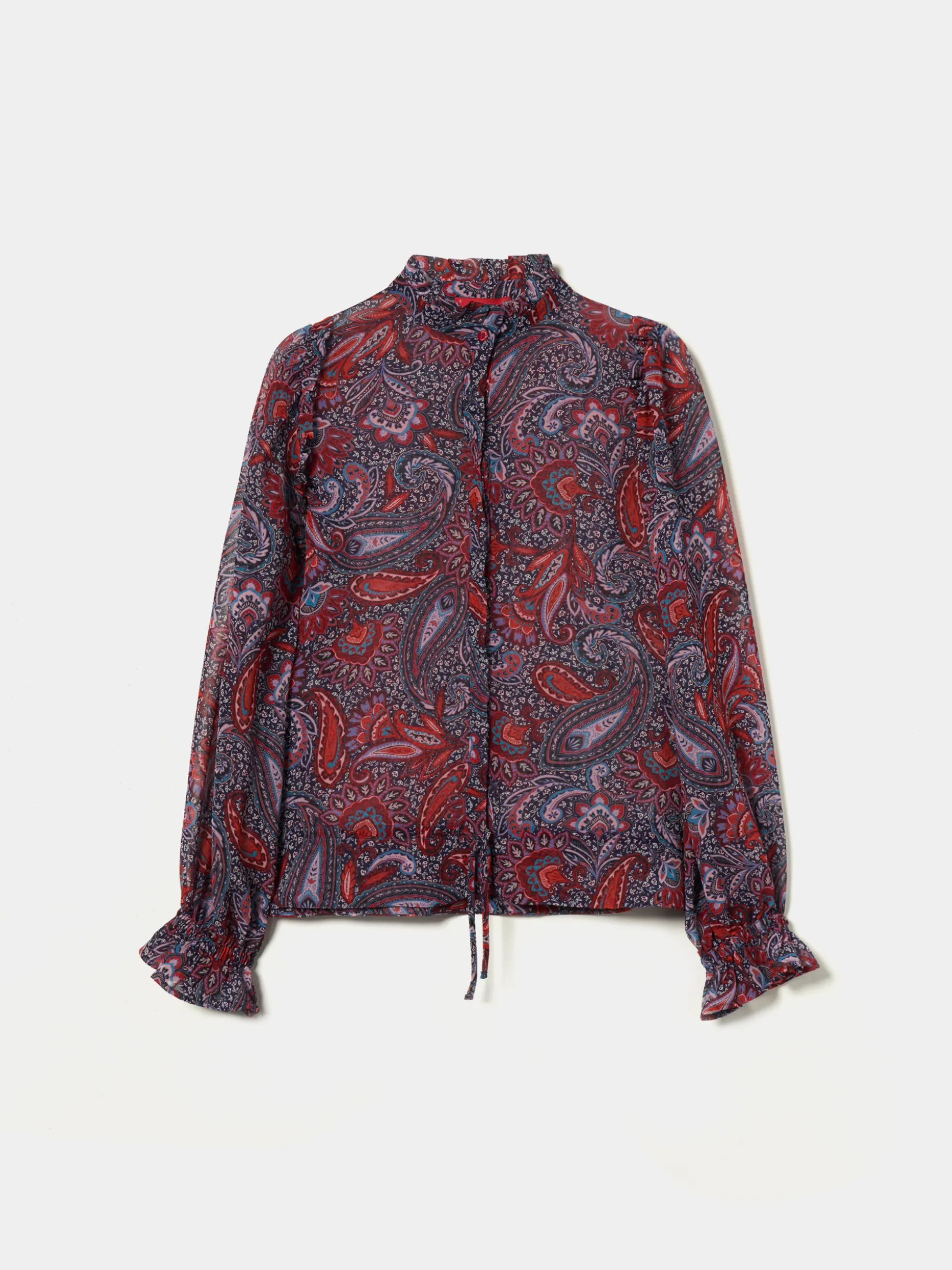 Blusa semitransparente com padrão cornucópias