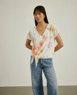 Blusa tie-dye com decote em V