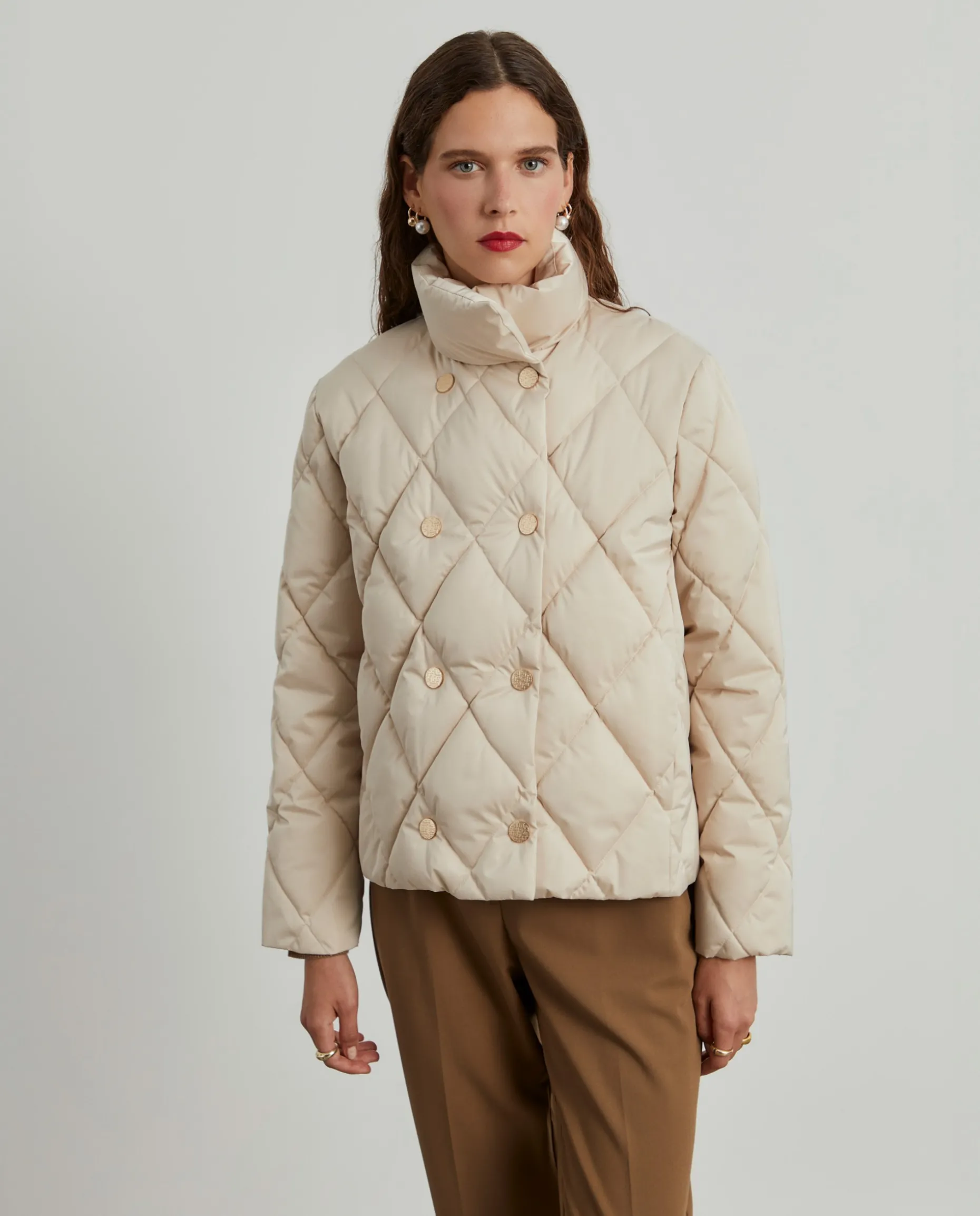 Blusão acolchoado de trespasse