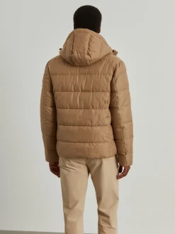 Blusão acolchoado repelente à água com capuz