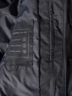 Blusão acolchoado repelente à água com capuz