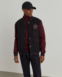 Blusão bomber com mangas em contraste