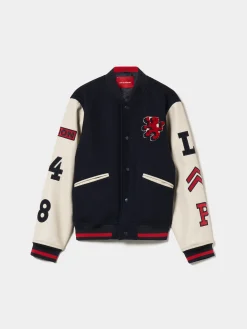 Blusão bomber mangas em contraste