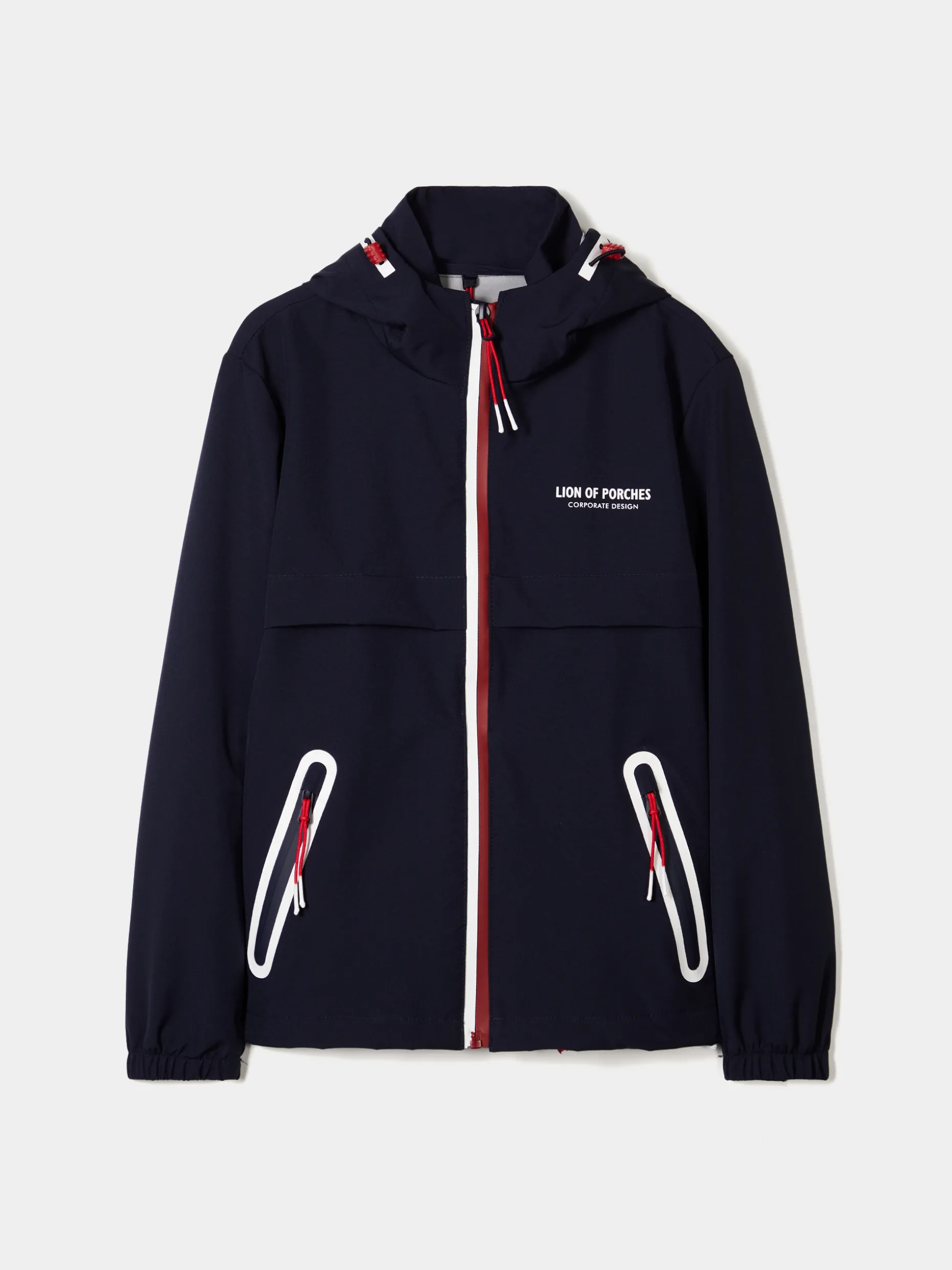 Blusão com capuz e riscas em contraste