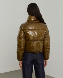 Blusão curto acolchoado brilhante