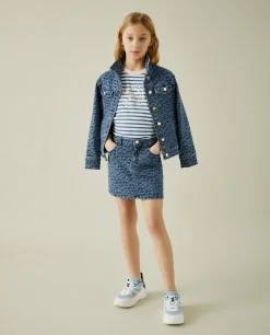 Blusão denim com padrão monograma