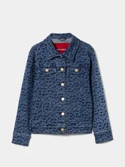 Blusão denim com padrão monograma