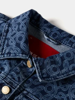 Blusão denim com padrão monograma