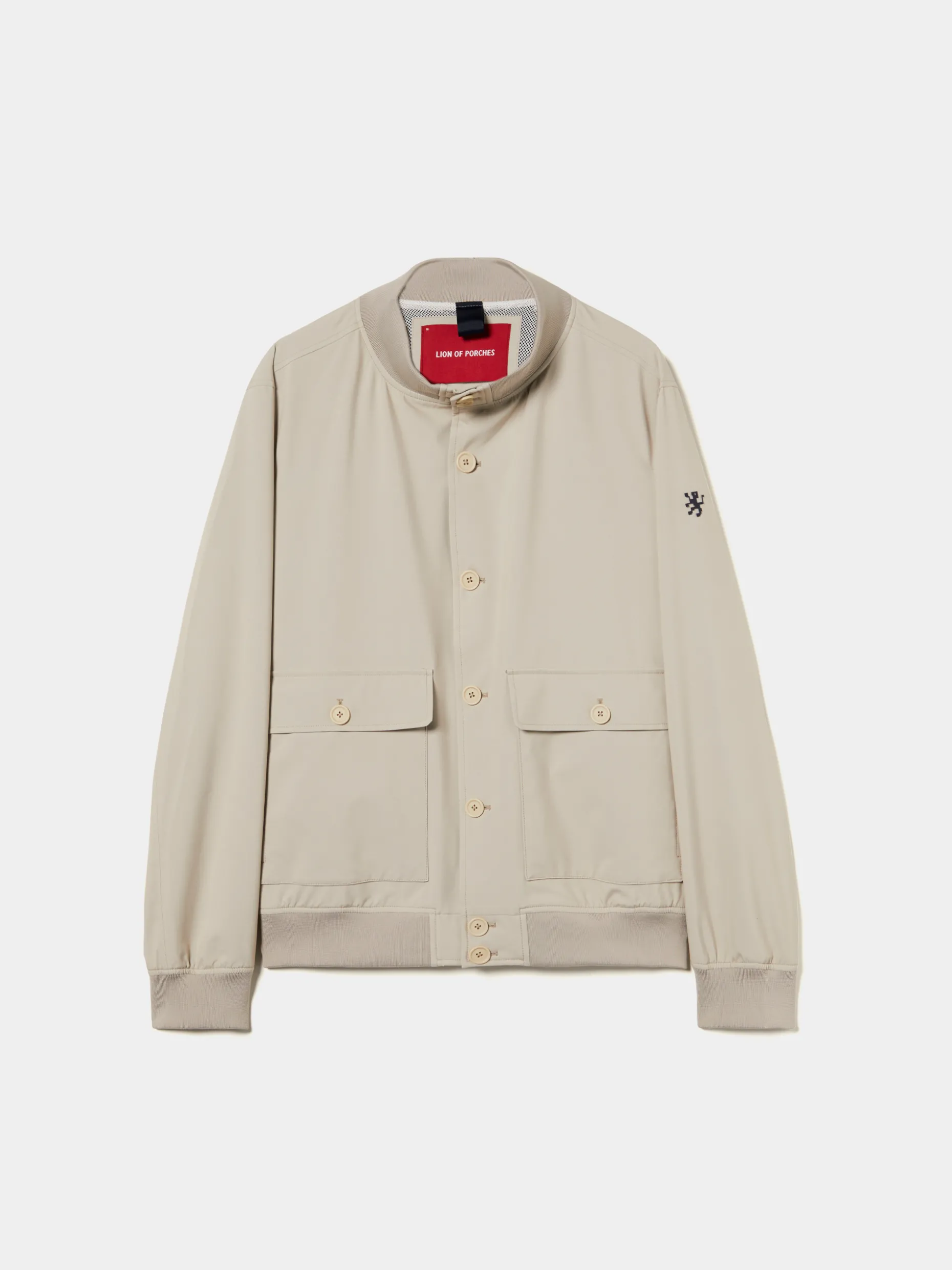 Blusão em tecido técnico com gola subida