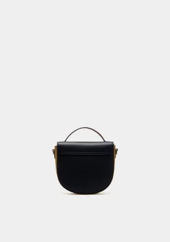 Bolsa semicircular em camurça e pele