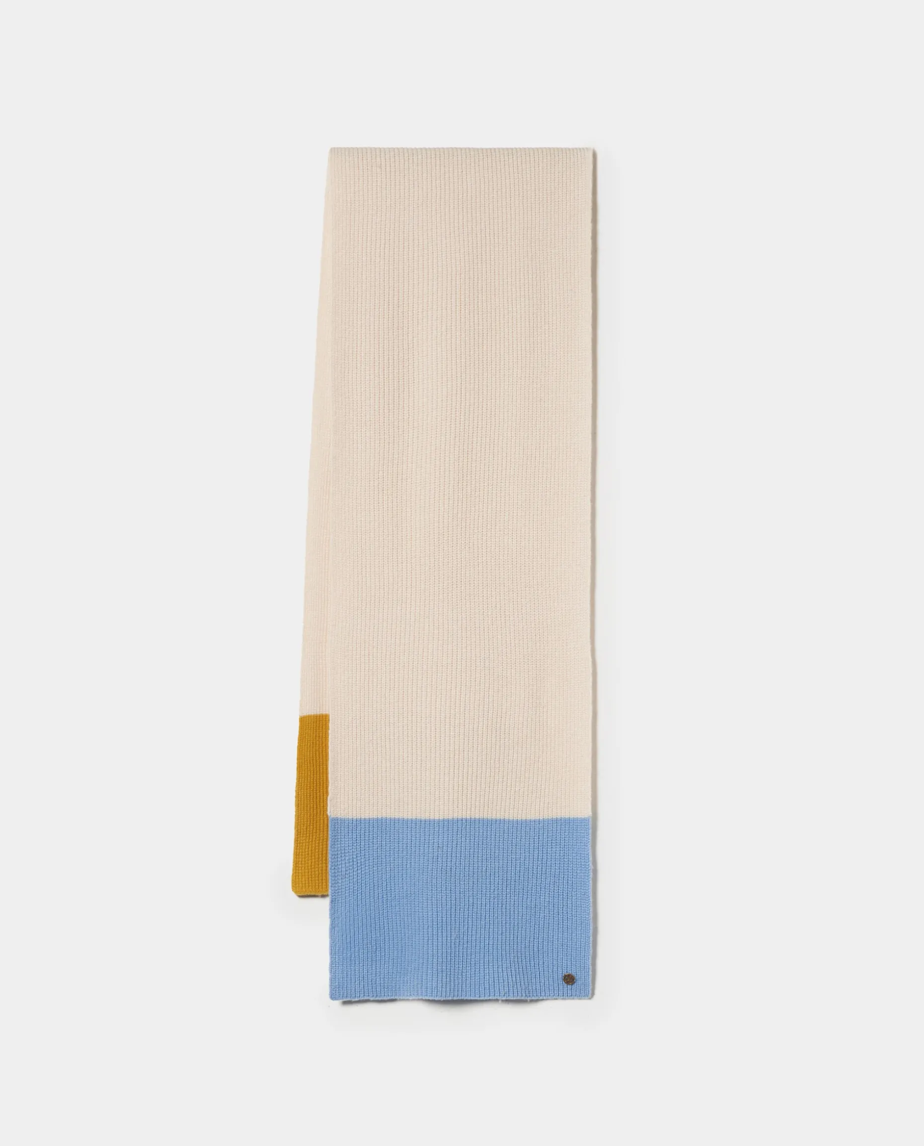 Cachecol canelado tricolor em lã e caxemira