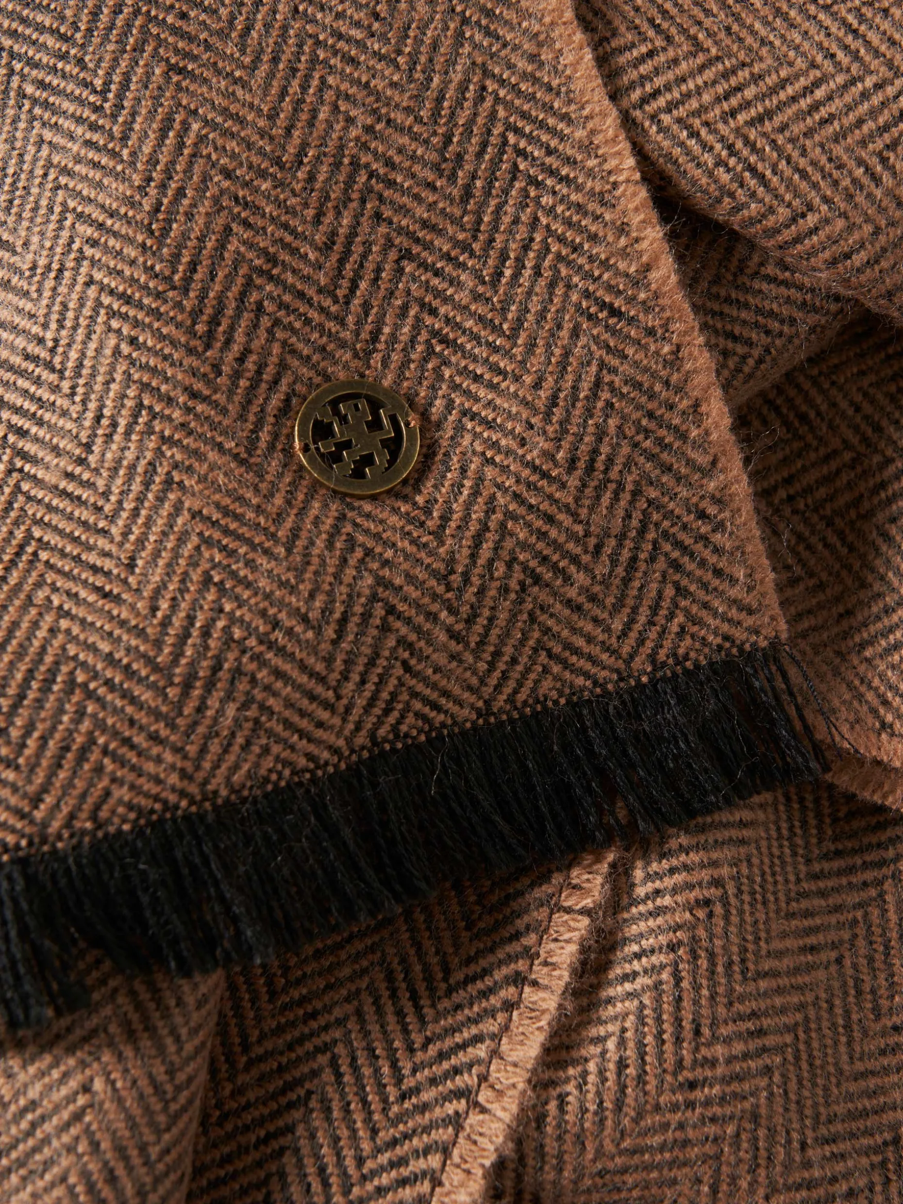 Cachecol com franjas mistura de lã