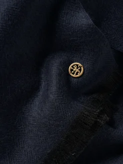 Cachecol com franjas mistura de lã