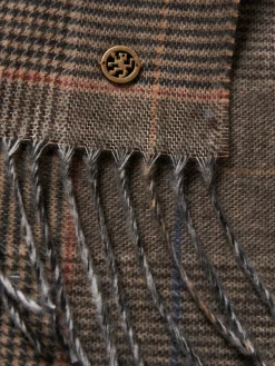 Cachecol xadrez com franjas