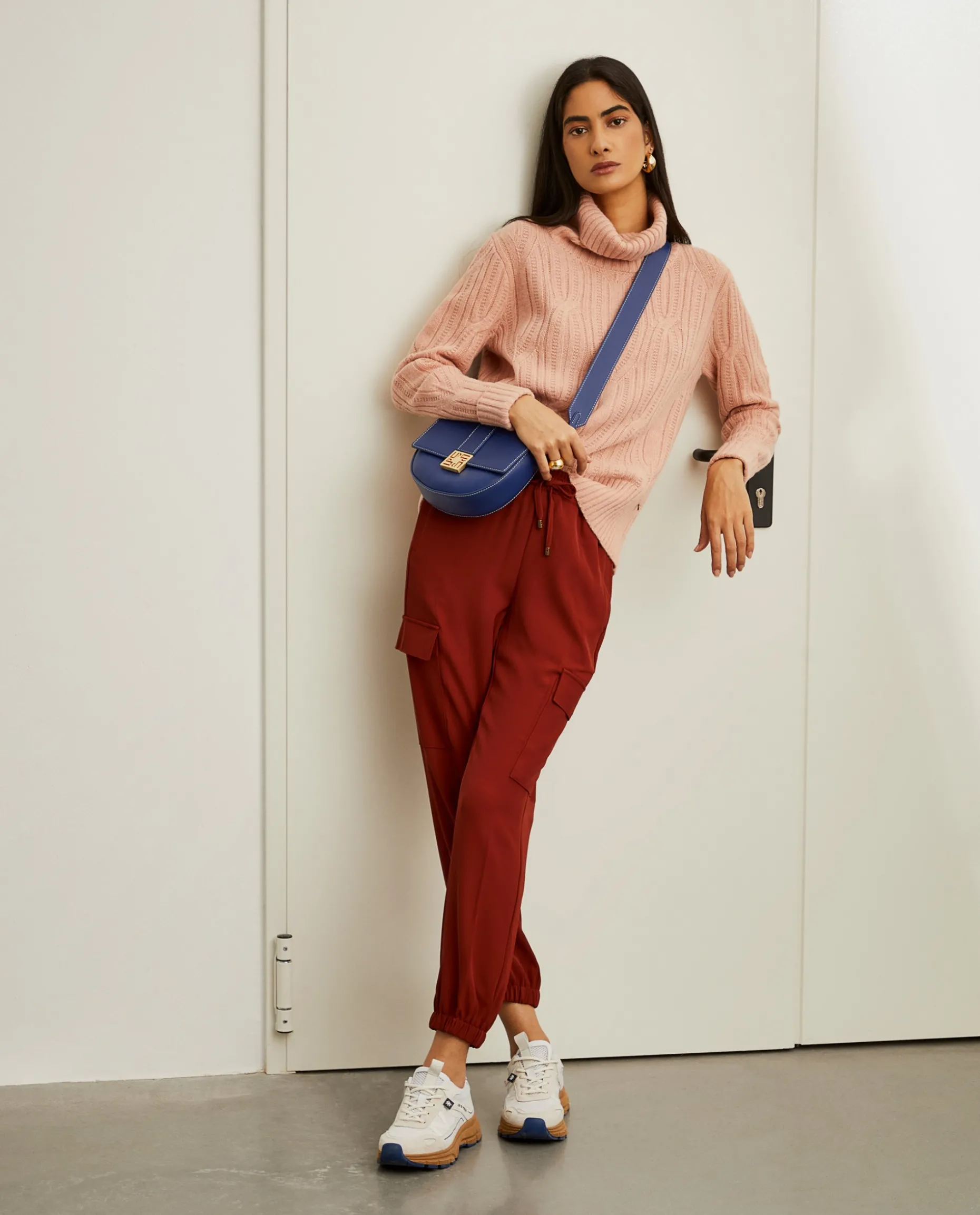 Calças cargo com cintura elástica