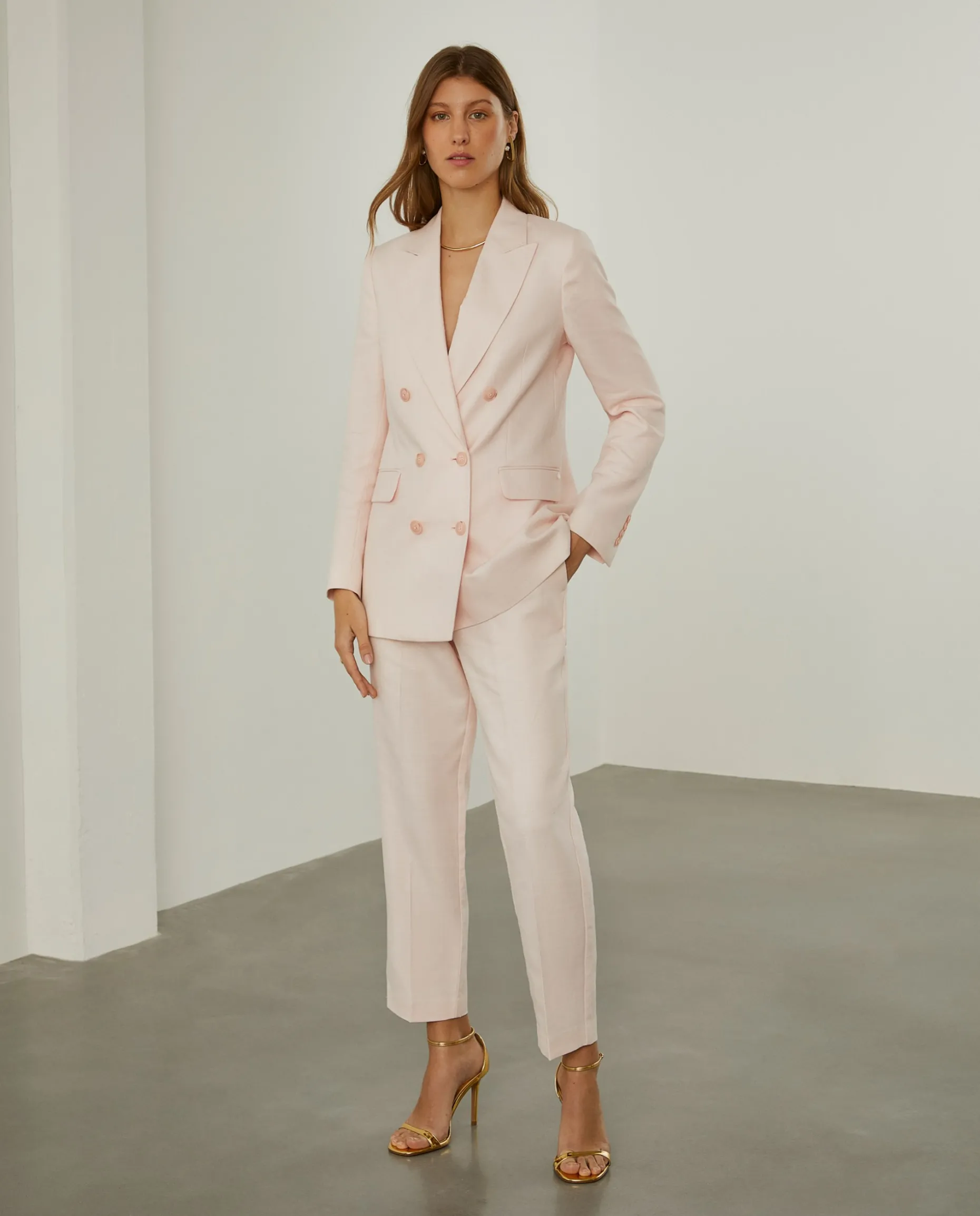 Calças chino clássicas com linho