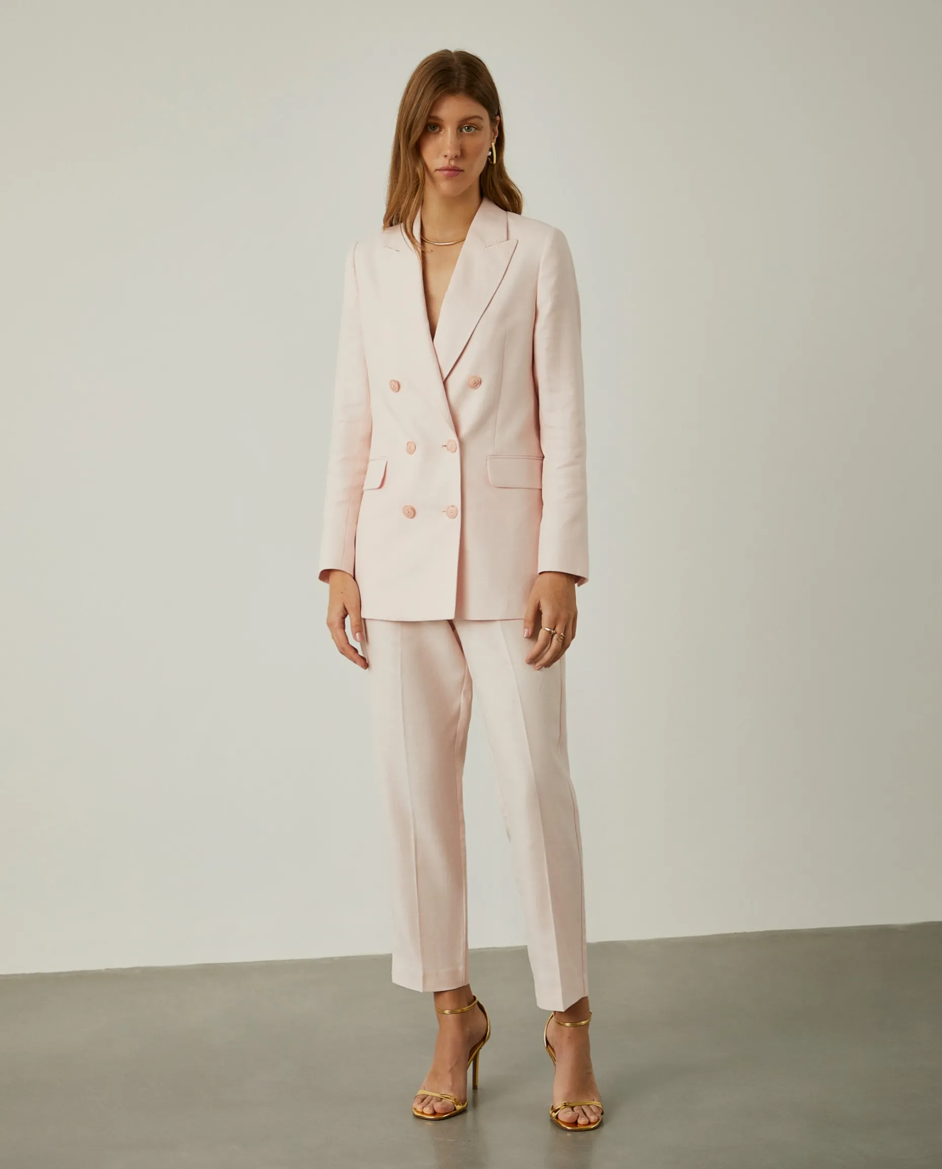 Calças chino clássicas com linho