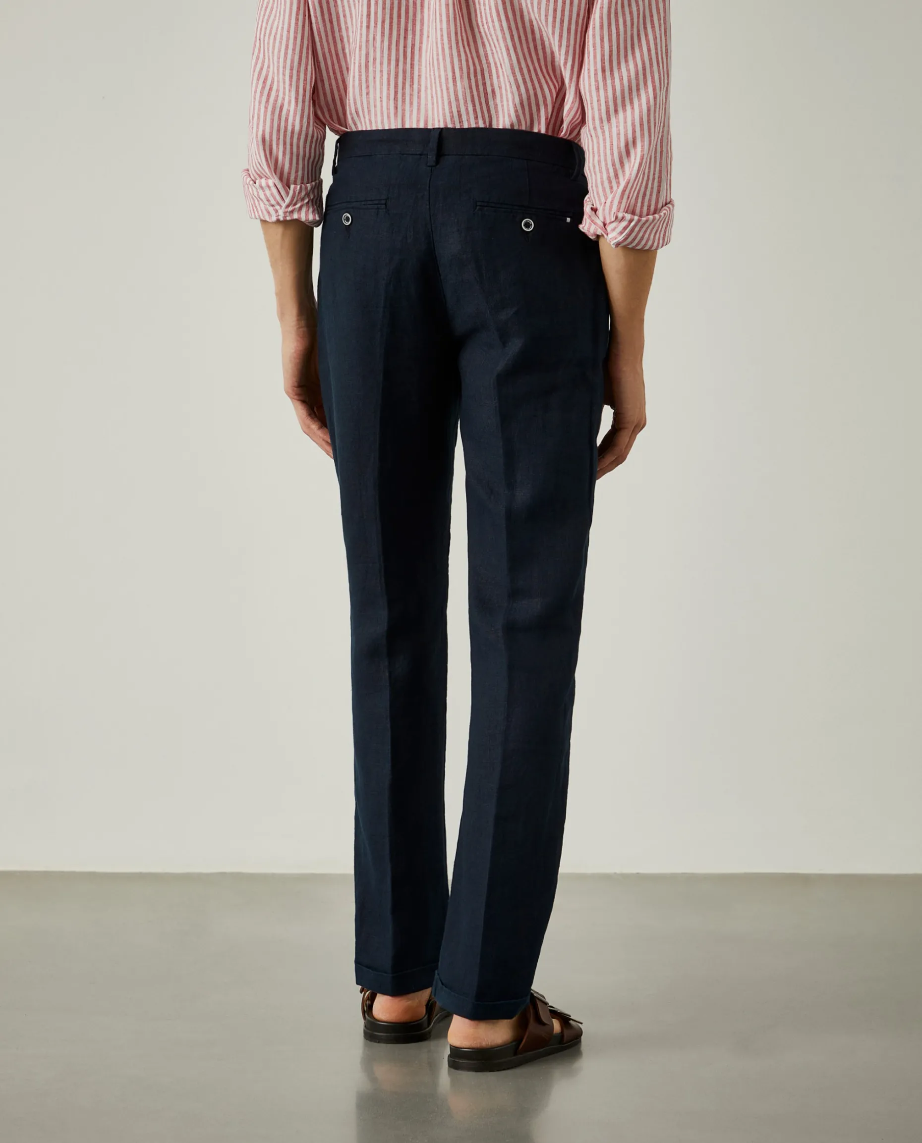 Calças chino em linho com cordão