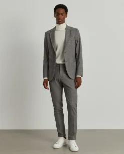 Calças chino regular fit com micro padrão