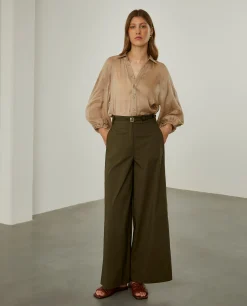 Calças culotte com cintura ajustável